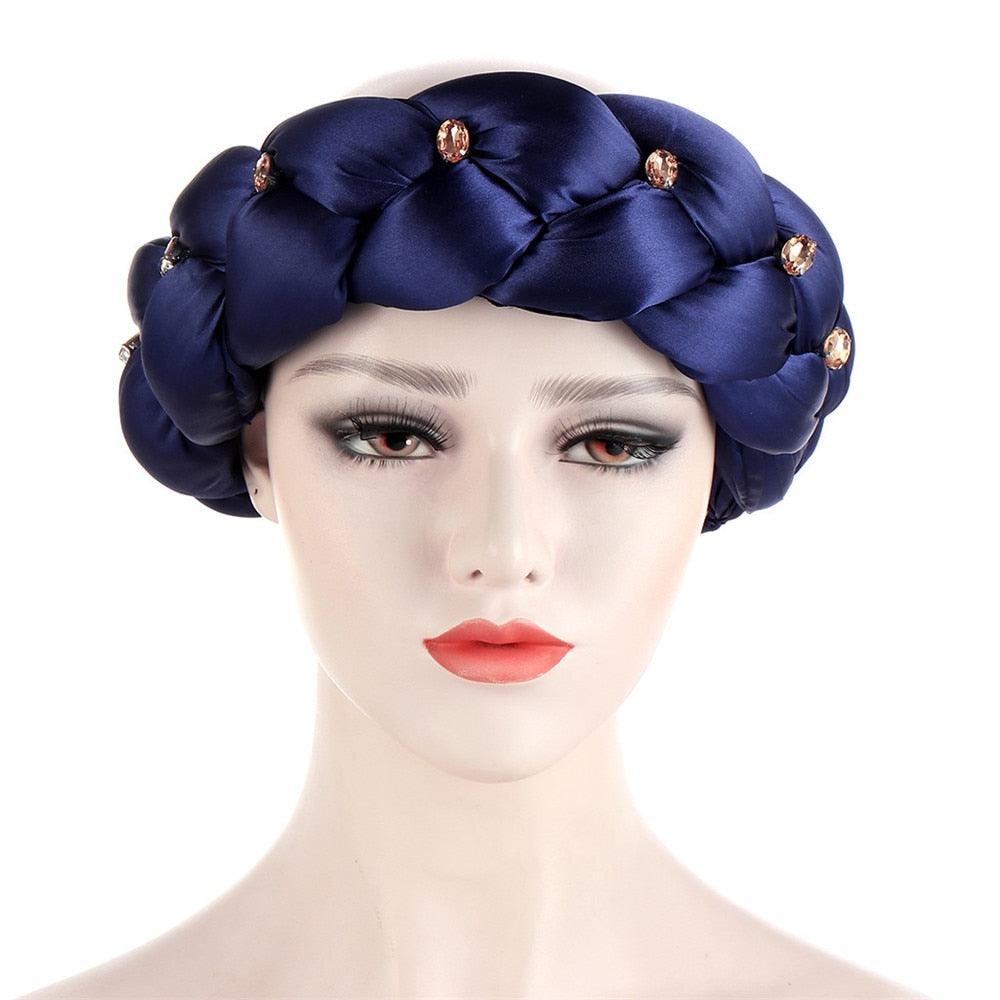 Satin Braided HeadBand With Sequins