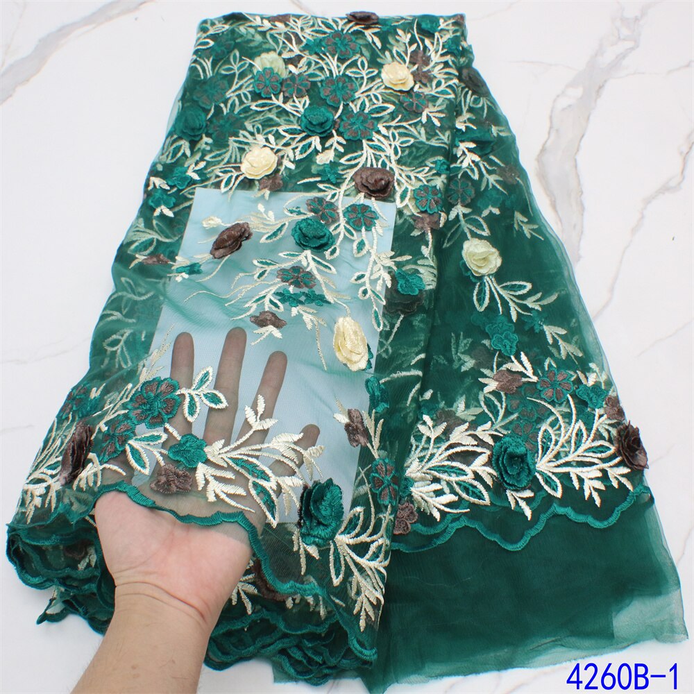 French Net Lace With Flowers 5 Yards