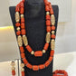 Nigeria Wedding Jewelry Handmade  Original Coral African Beads Jewelry Set Gold Dubai Women Costume Jewelry Set Coral Party ABG8