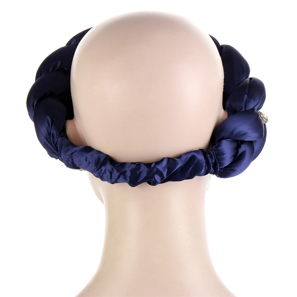 Satin Braided HeadBand With Sequins