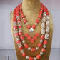 Nigeria Wedding Jewelry Handmade  Original Coral African Beads Jewelry Set Gold Dubai Women Costume Jewelry Set Coral Party ABG8