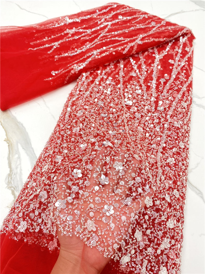 French Lace With Beads and Sequins