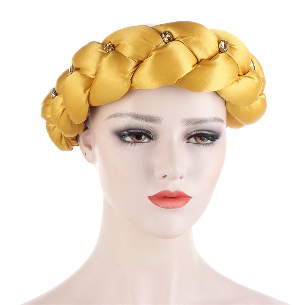 Satin Braided HeadBand With Sequins