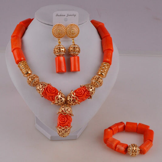 Orange Coral Jewelry Set