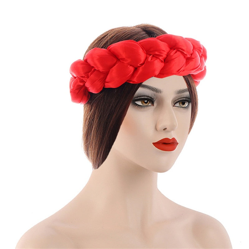 Satin Braided HeadBand With Sequins