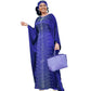 Royal Blue African Kaftan Dress – Beaded Rhinestone Maxi, One Size Fits All
