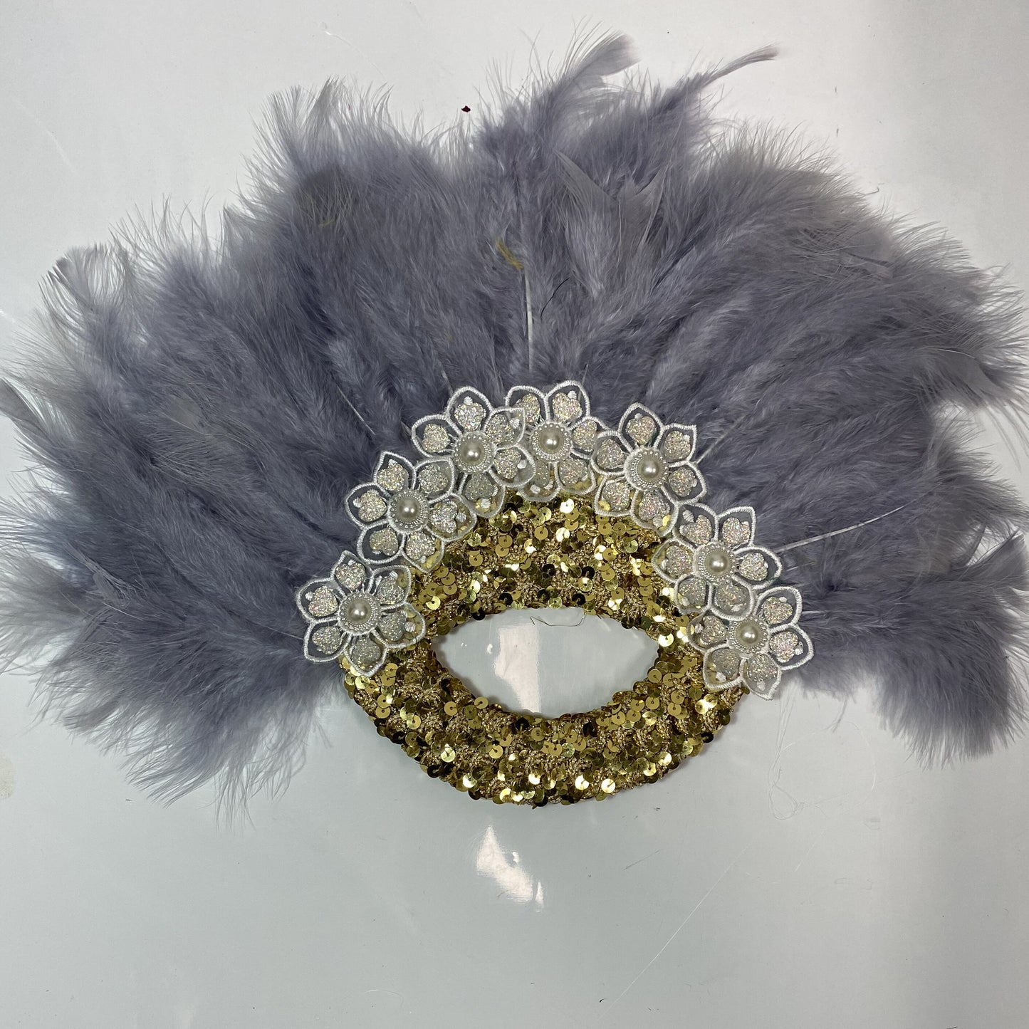Turkey Feather Fan With Sequins
