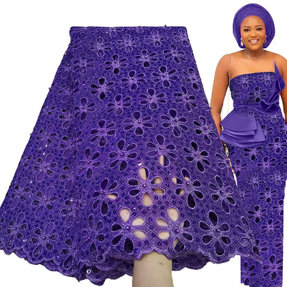 5 Yards Nigerian Sequin Embroidery French Tulle