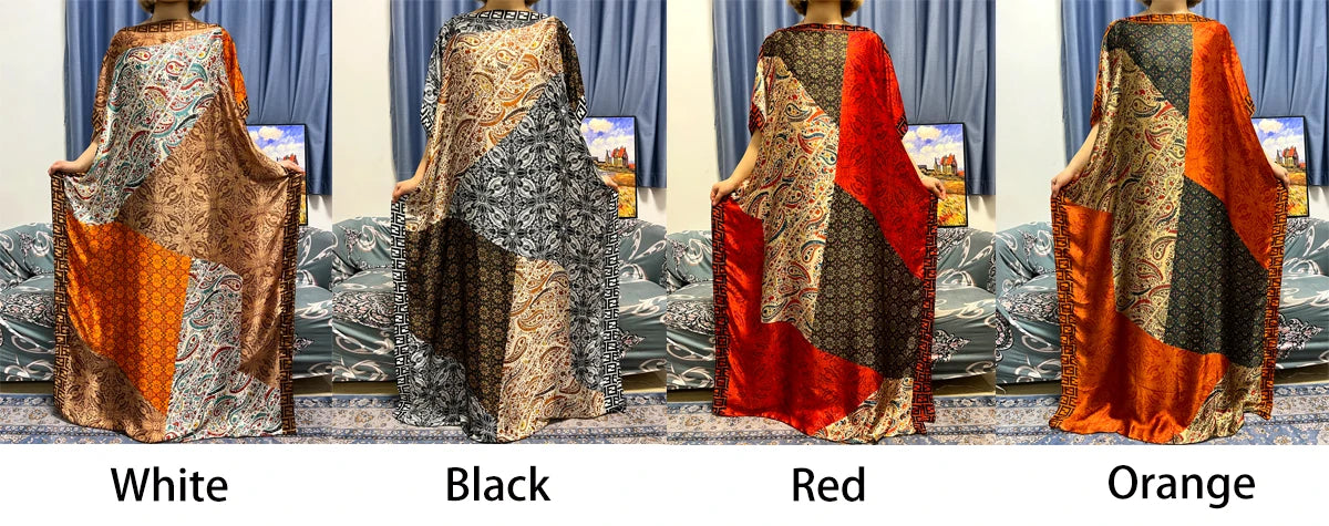 Tropical luxury kaftan dress for women, elegant resort wear with vibrant prints and flowy fabric
