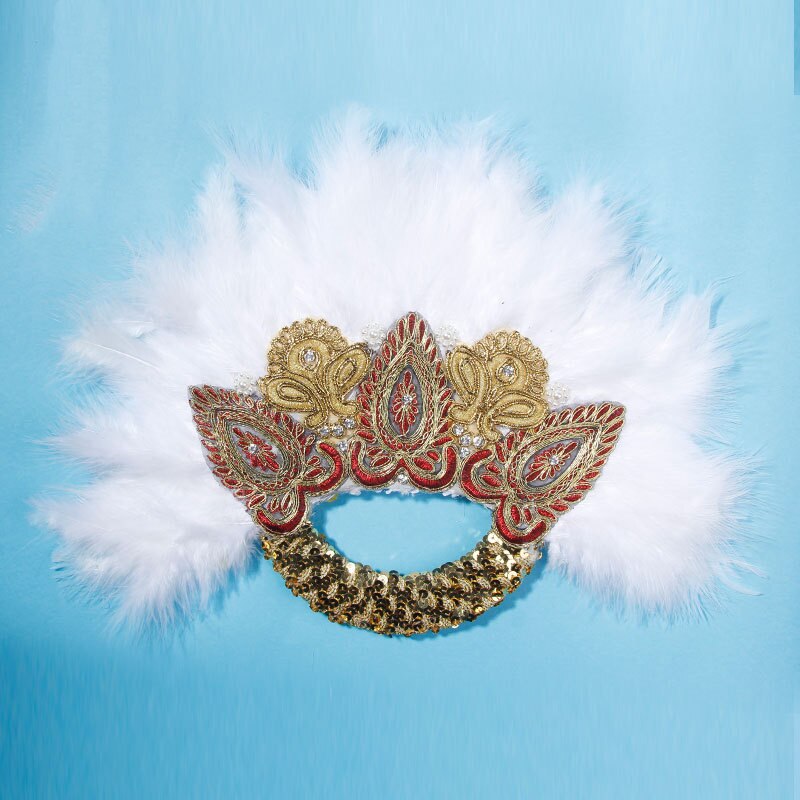 Turkey Feather Fan With Sequins