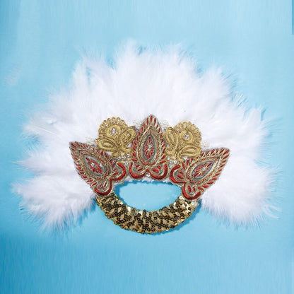 Turkey Feather Fan With Sequins