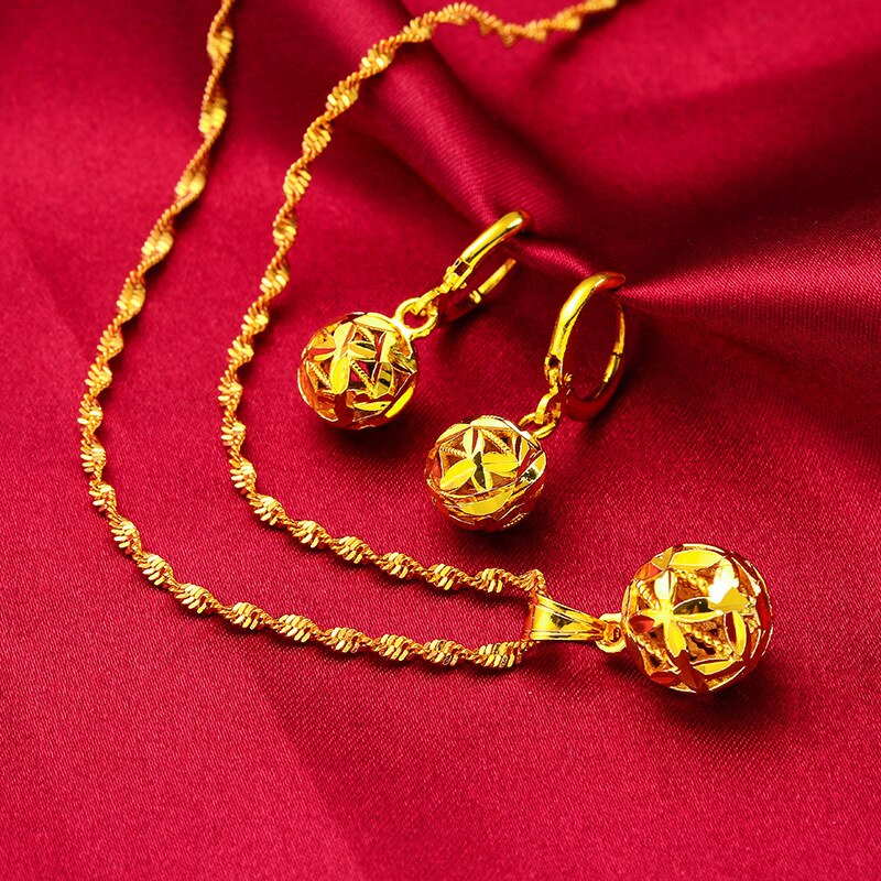 Dubai Gold Color Necklace and Earring Sets
