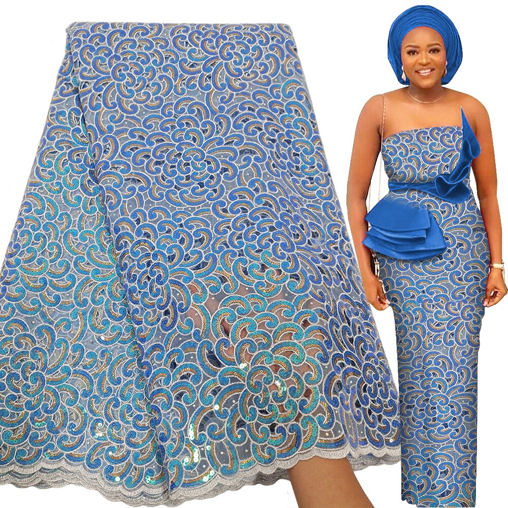 Luxury Sequence Handcut Fabric 5 Yards Sequin Embroidery