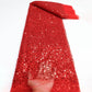 Red Sequins Swiss Lace
