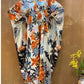Traditional Print Holiday V-Neck Long Kaftan