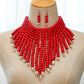 Multi Layer Beads Statement Women Necklace Earrings Sets Handmade Bohemian Bridal Wedding Party Accessories African Jewelry Bibs