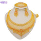 Trendy Nigerian Dubai Gold Color Jewelry Set For Women Tassel Long Chain Bridal Long Necklace Bracelet Earring Ring Wedding Sets
