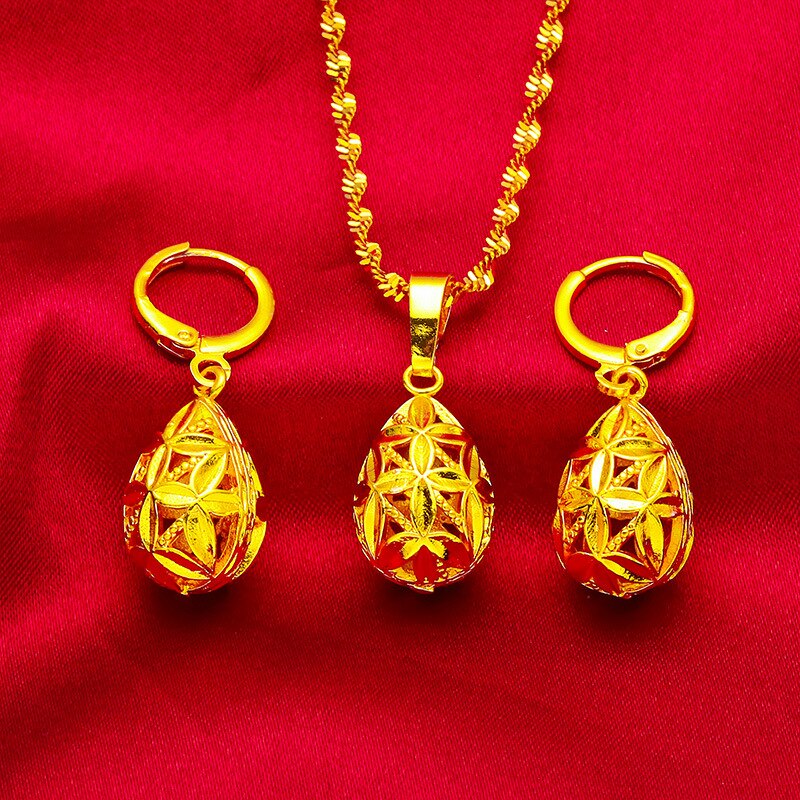Dubai Gold Color Necklace and Earring Sets