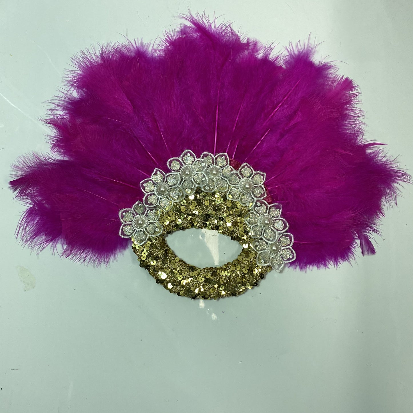Turkey Feather Fan With Sequins