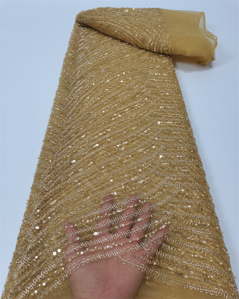 Madison Luxury Sequence African Lace Fabric 5 Yards 2022 High Quality French Tulle Sequins Nigerian Asoebi Wedding Fabric