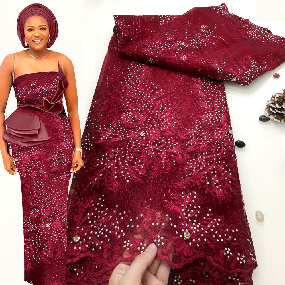 5 Yards High Stone Embroidery French Tulle Lace