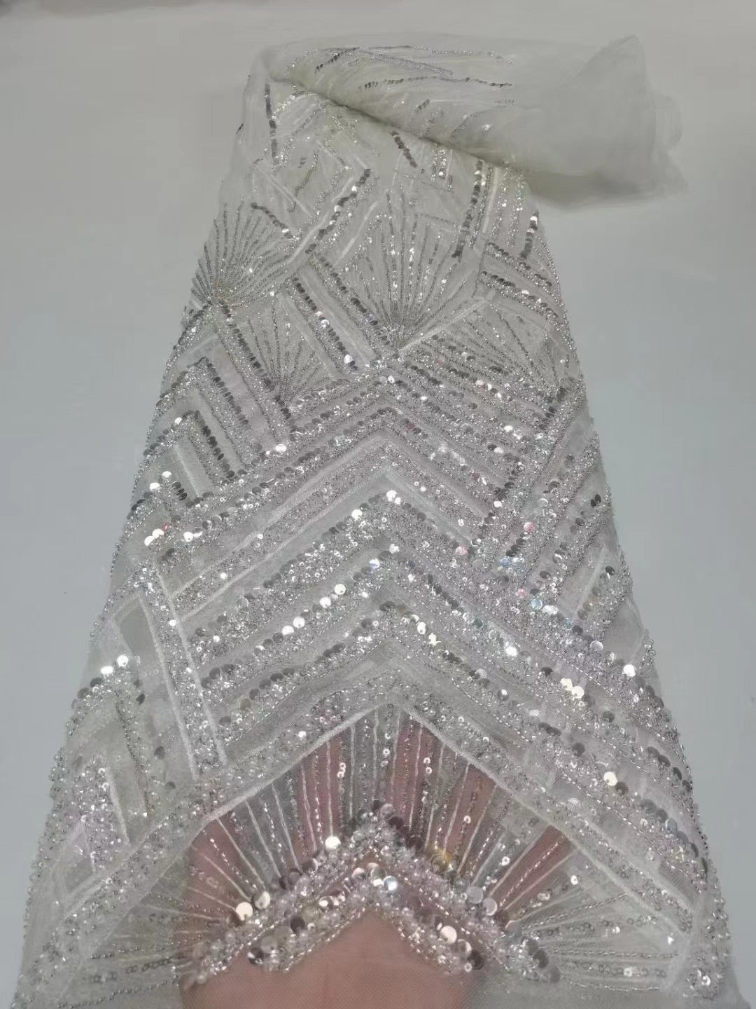 Sequence African Lace Fabric 5 Yards 2023 High Quality Sequin Nigerian Wedding Asoebi Lace Material Luxury Fabrics For Dress
