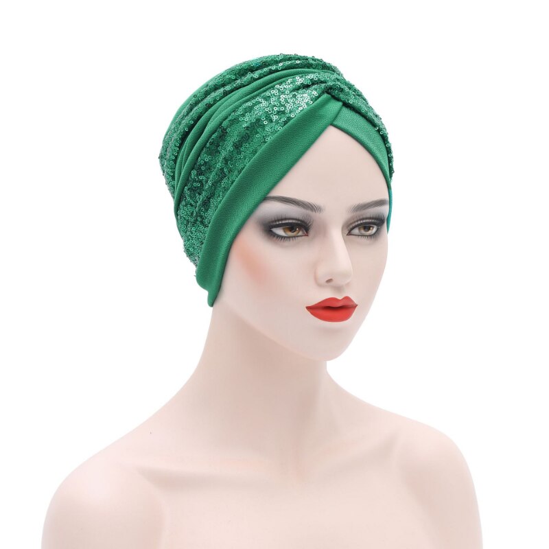 Sequin Pleated Turban Headtie