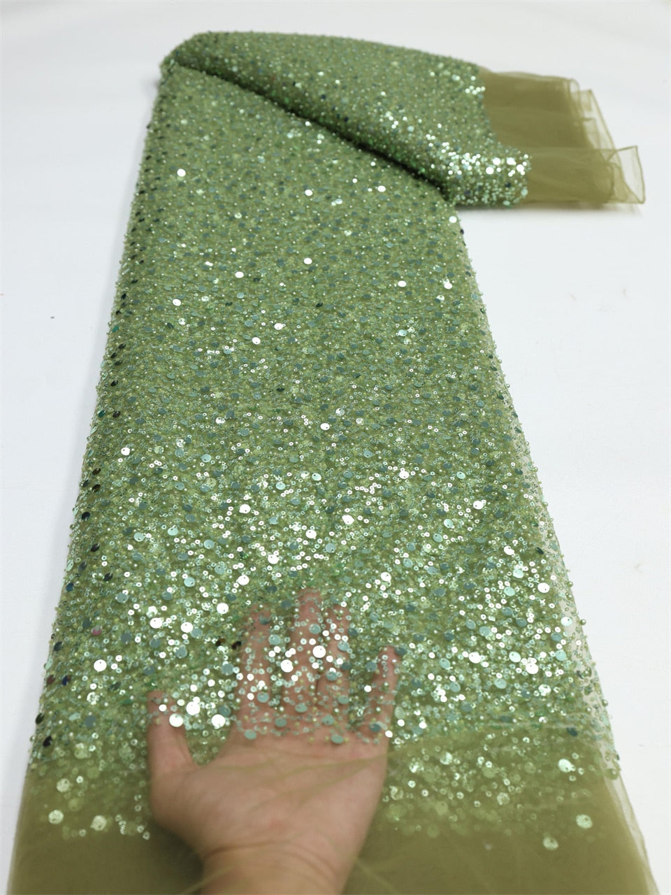 Lime Sequins Swiss Lace
