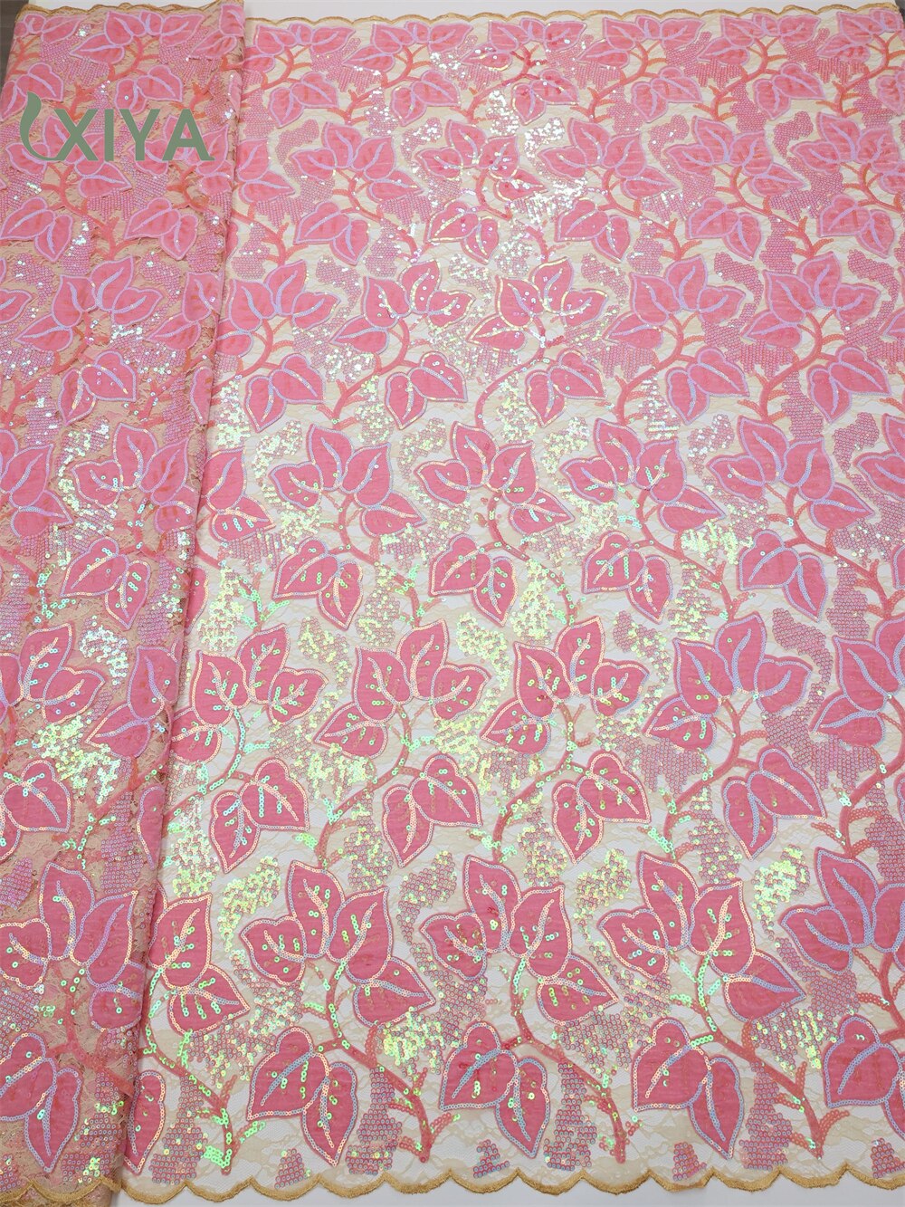 XIYA African Velvet Sequins Lace Fabric 5 Yards 2022 High Quality Soft French Tulle Nigerian Wedding Asoebi Women Dress LY749-4