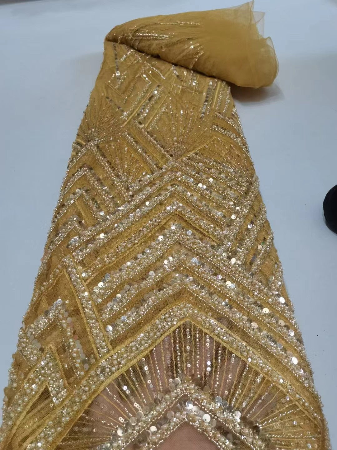 Sequence African Lace Fabric 5 Yards 2023 High Quality Sequin Nigerian Wedding Asoebi Lace Material Luxury Fabrics For Dress