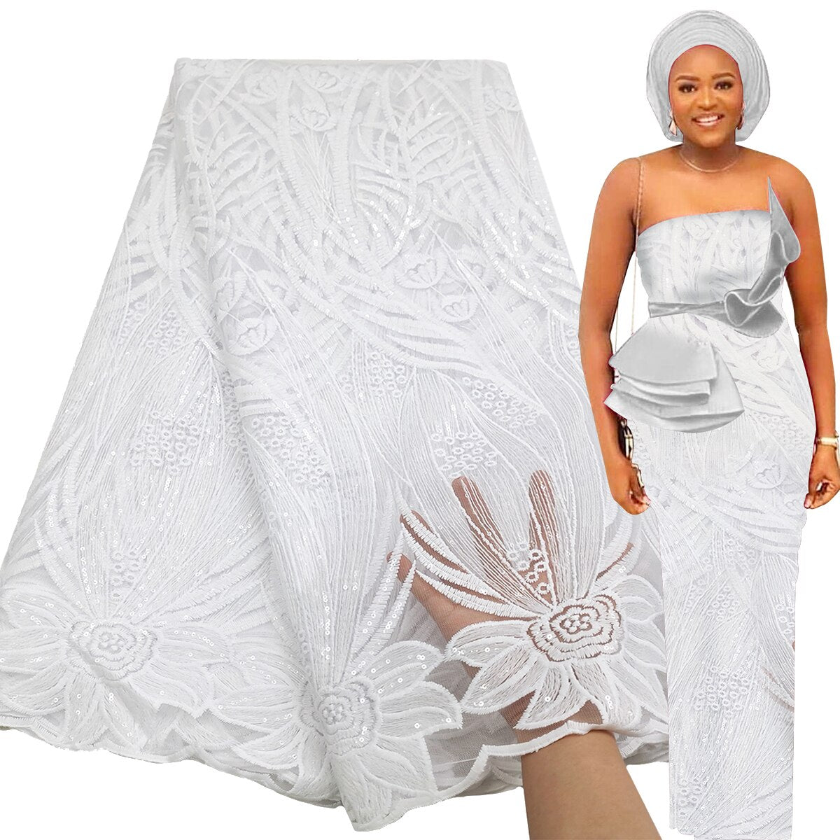 Elegant White Lace Fabric 5 Yards French Tulle Laces