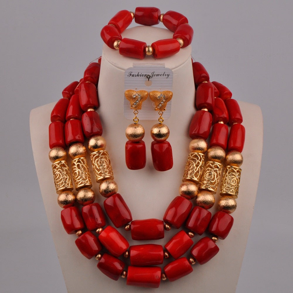 White Original Coral Necklace Nigerian Wedding Bridal African Beads Jewelry Set