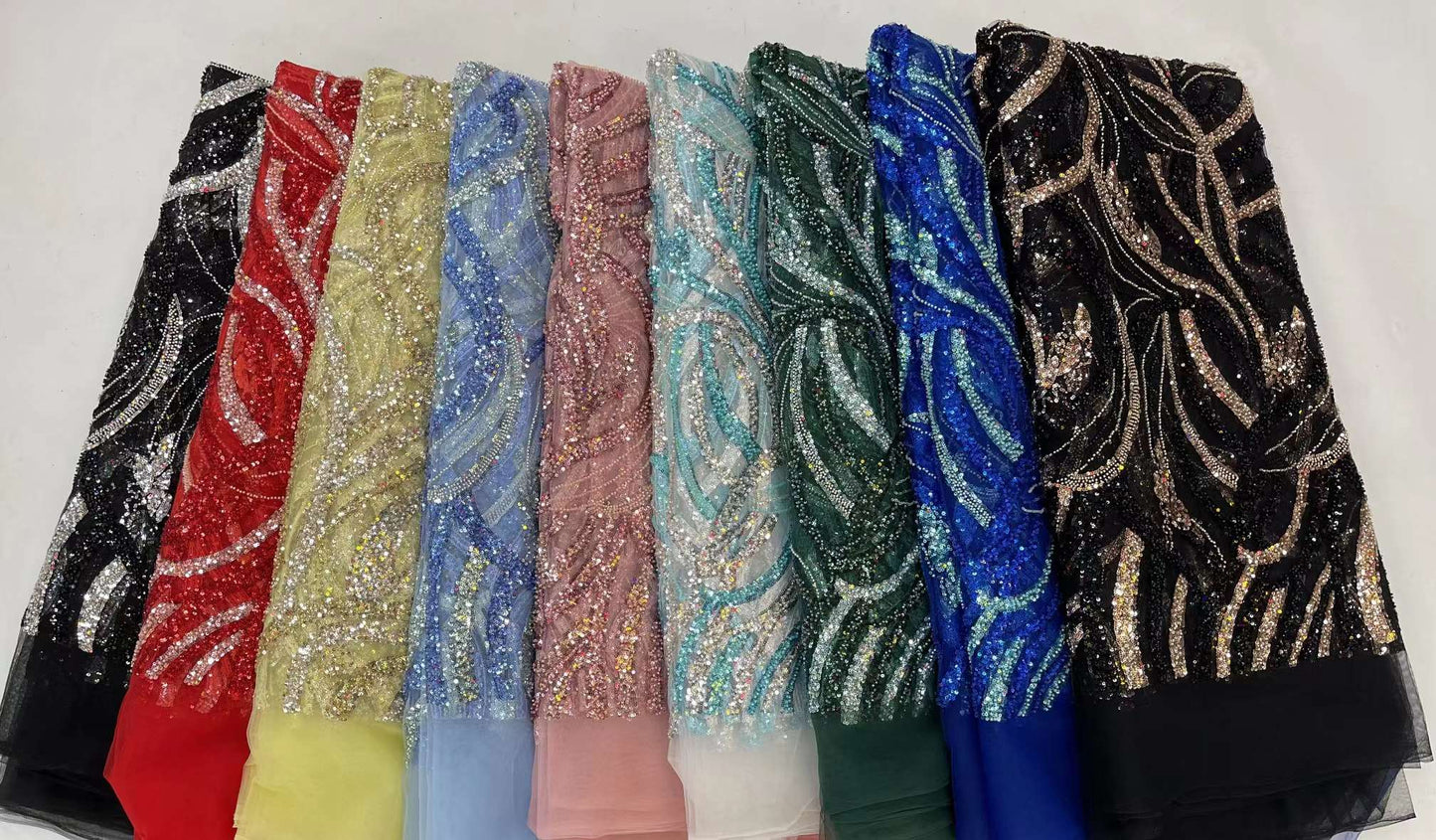 Sequin Beaded Lace Embroidery French Lace 5 Yards