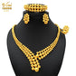 Nigerian Wedding Jewelry Set Gold Plated Dubai African Chokers Necklace Earrings Rings Fashion Bridal Jewellery Sets For Women