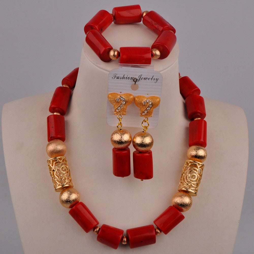 White Original Coral Necklace Nigerian Wedding Bridal African Beads Jewelry Set