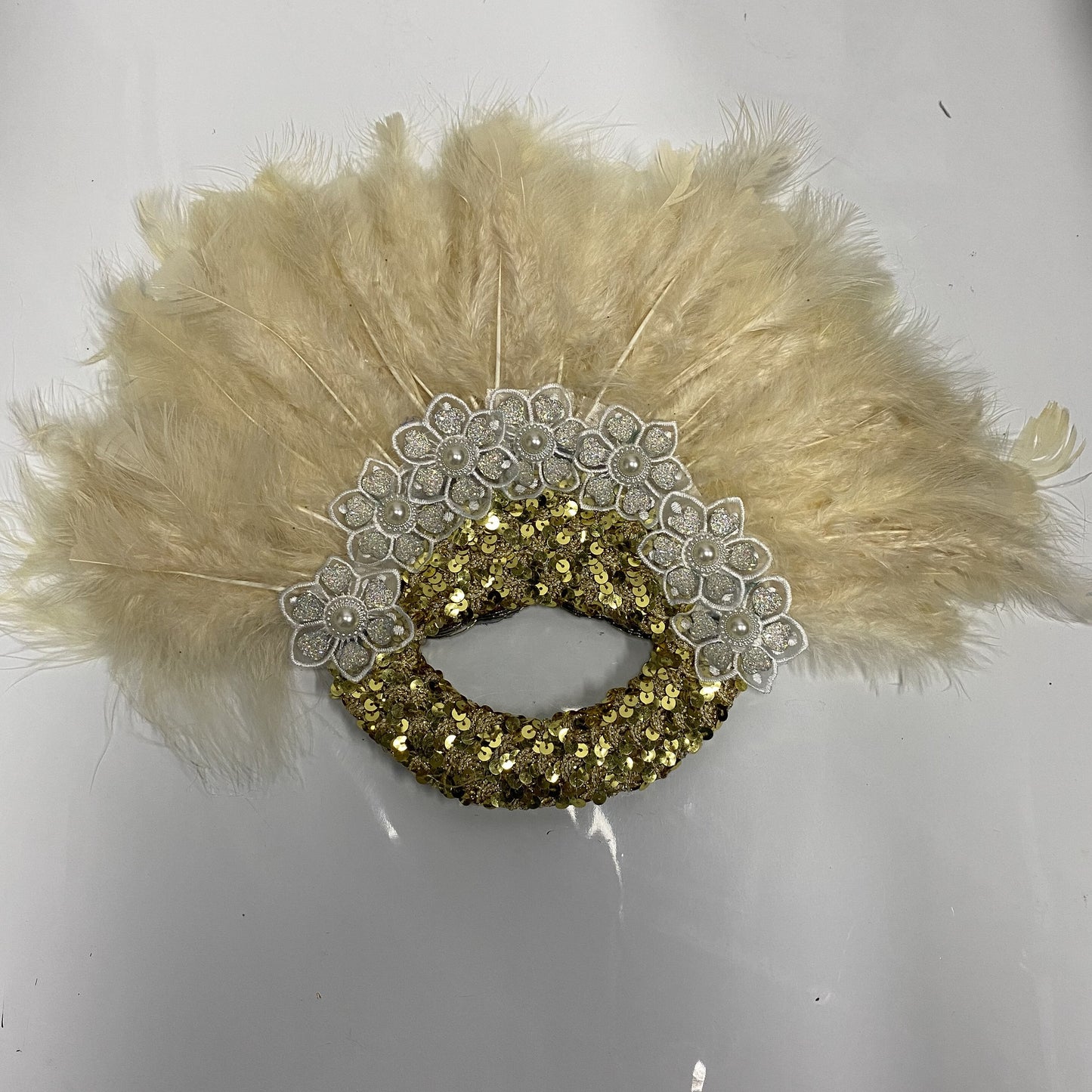 Turkey Feather Fan With Sequins