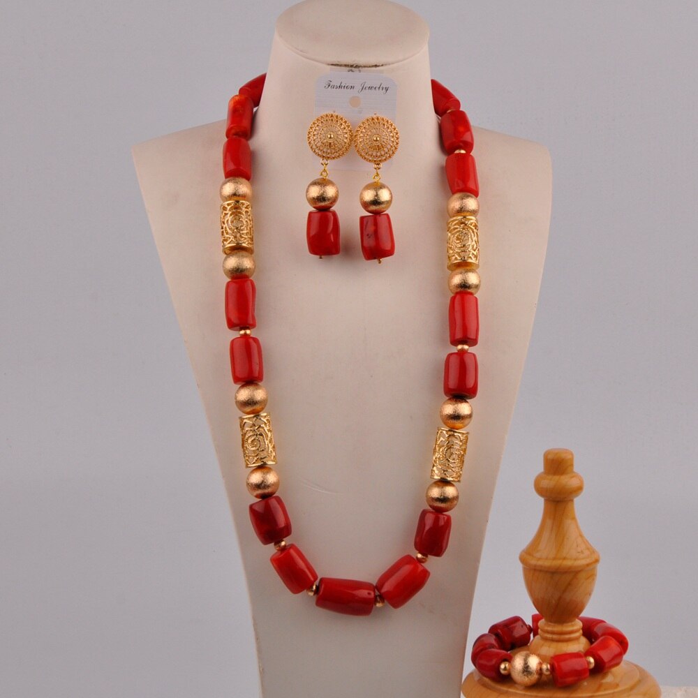 White Original Coral Necklace Nigerian Wedding Bridal African Beads Jewelry Set