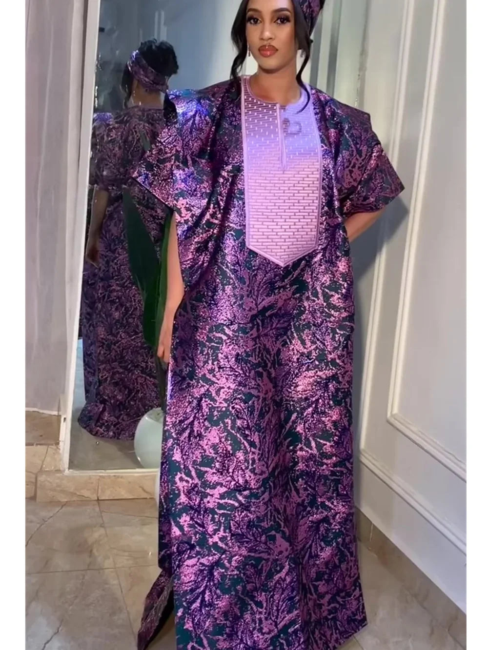 Moroccan Evening Gown Satin Boubou Robe