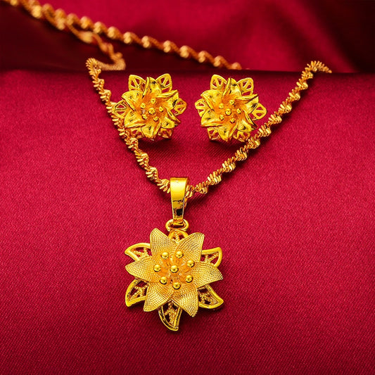 Dubai Gold Color Necklace and Earring Sets
