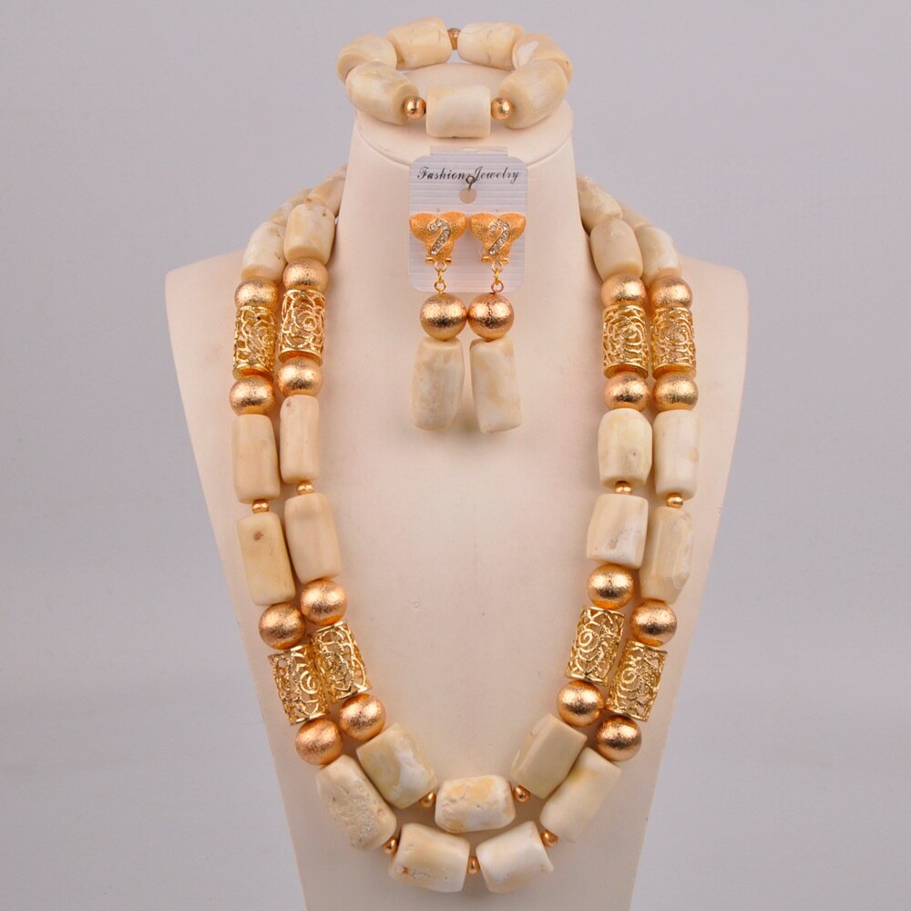 White Original Coral Necklace Nigerian Wedding Bridal African Beads Jewelry Set
