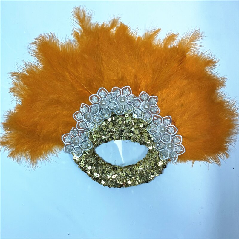 Turkey Feather Fan With Sequins