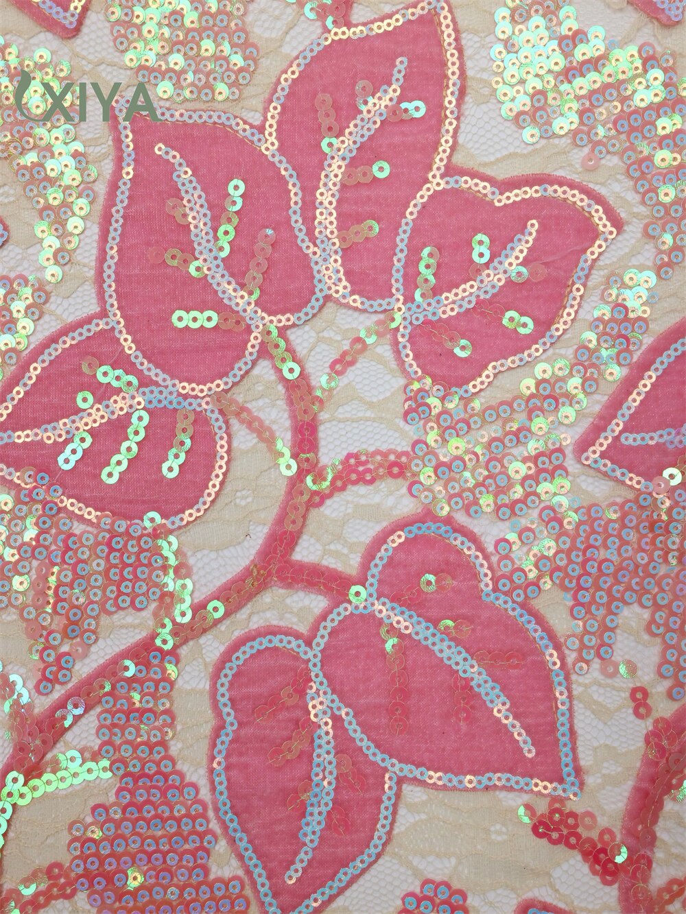 XIYA African Velvet Sequins Lace Fabric 5 Yards 2022 High Quality Soft French Tulle Nigerian Wedding Asoebi Women Dress LY749-4
