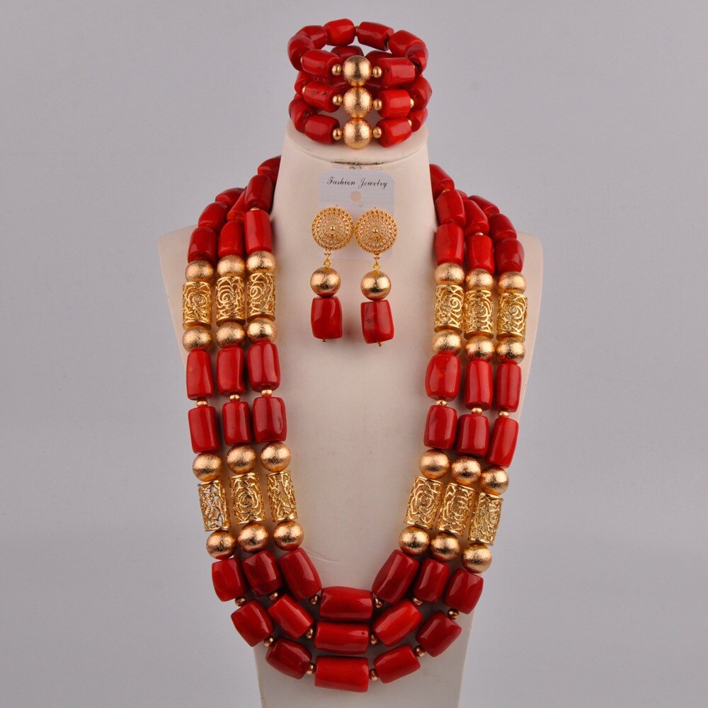 White Original Coral Necklace Nigerian Wedding Bridal African Beads Jewelry Set