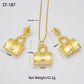 Dubai Gold Plated Jewelry Set Bag Pattern Drop Earrings Necklace Pendant Sets