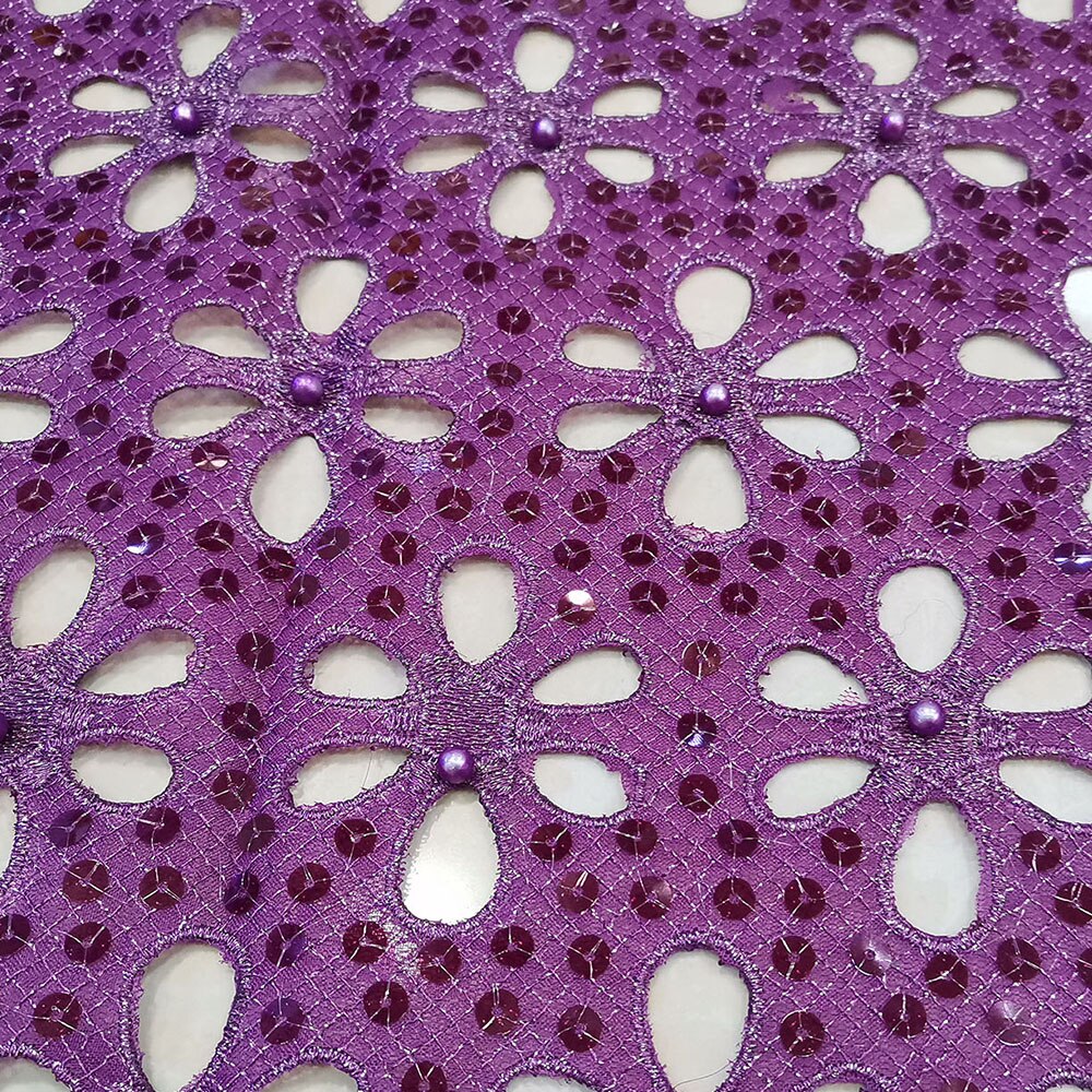 5 Yards Nigerian Sequin Embroidery French Tulle