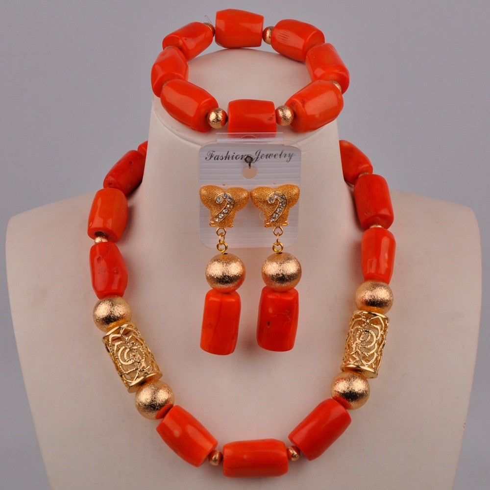 White Original Coral Necklace Nigerian Wedding Bridal African Beads Jewelry Set