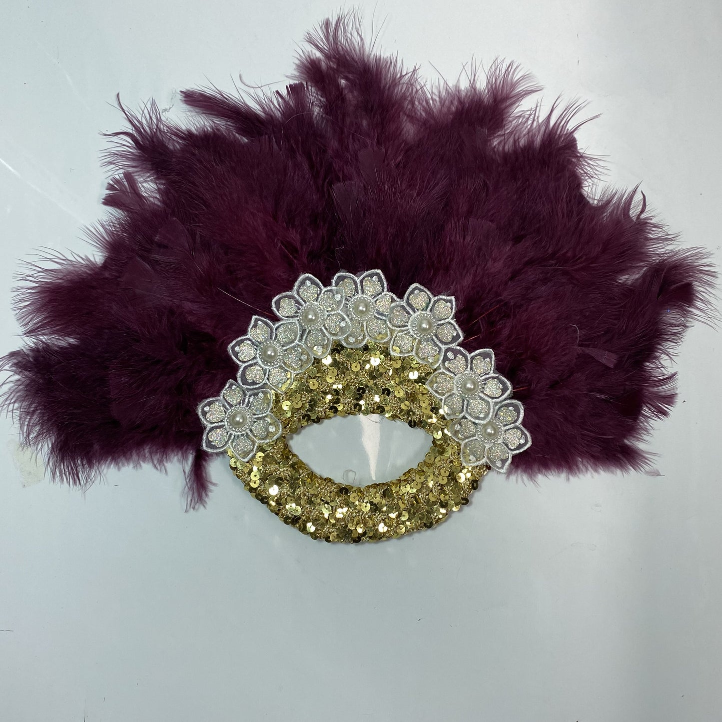Turkey Feather Fan With Sequins