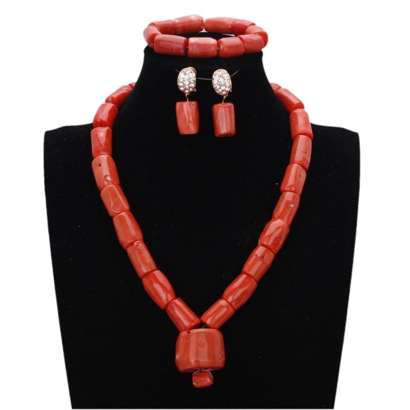 Genuine Coral Edo Bridal Bead Set