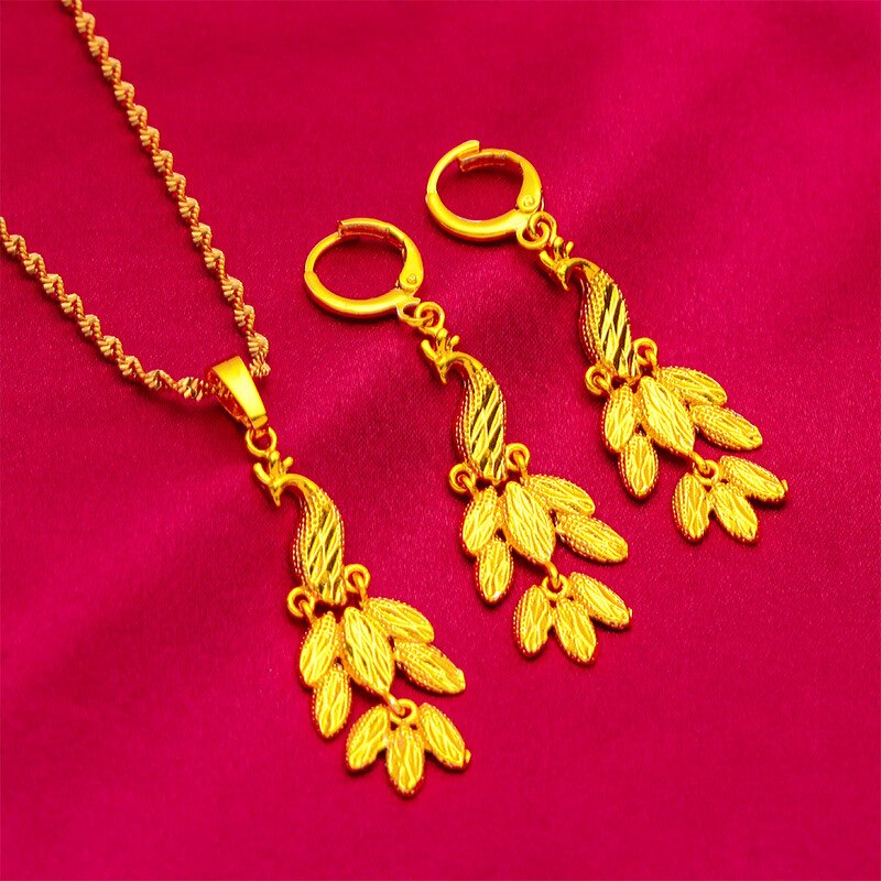 Dubai Gold Color Necklace and Earring Sets