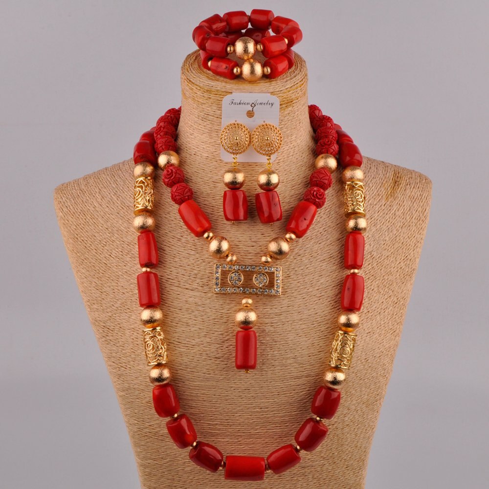 White Original Coral Necklace Nigerian Wedding Bridal African Beads Jewelry Set